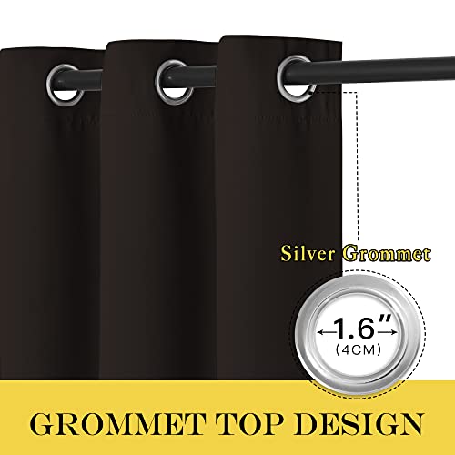 NICETOWN Blackout Curtain Drape for Bedroom - Light Reducing Thermal Insulated Solid Grommet Room Darkening Window Curtain 90 inches Long for Living Room (Toffee Brown, 1 Piece, W66 x L90)
