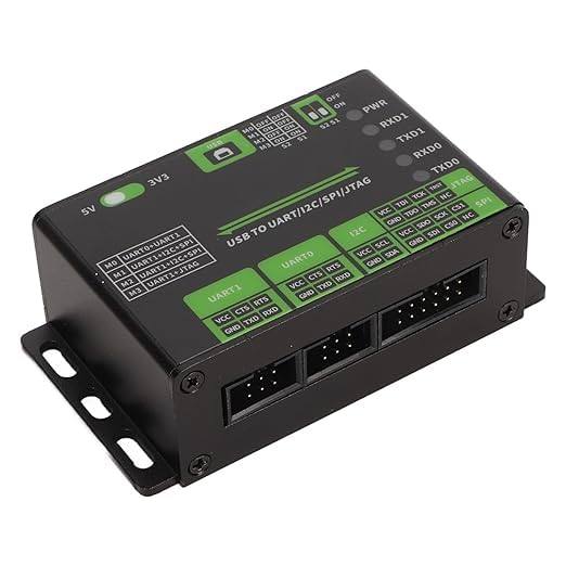 spiffysky usb to uart/i2c/spi/jtag converter | serial debug interface for arduino, esp32, stm32, raspberry pi | supports 3.3v & 5v | plug & play usb module