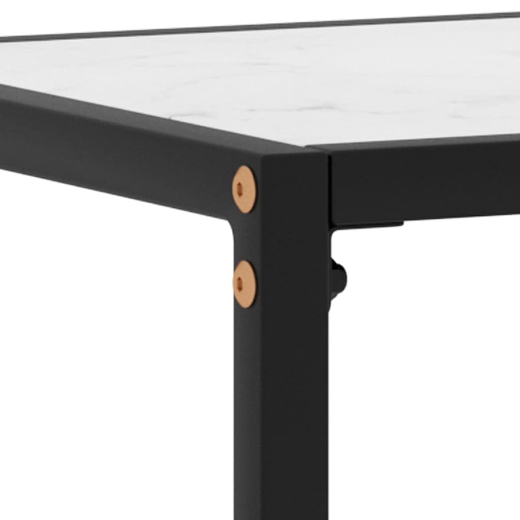 Elegancki stół ze szkła hartowanego i stali malowanej proszkowo, 80 x 35 x 75 cm, wytrzymały i stabilny, łatwy do czyszczenia wilgotną szmatką do Twojej przestrzeni życiowej.