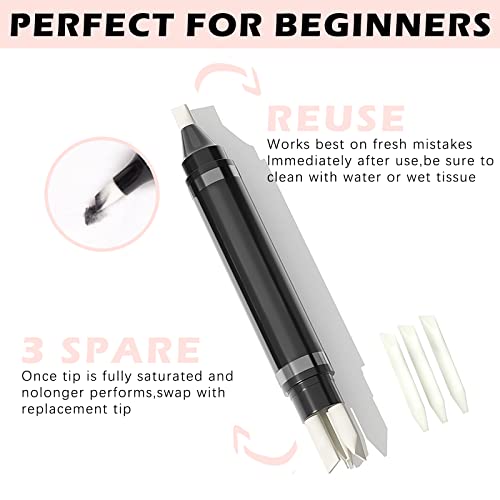 Generic Hosaily 2Pcs Makeup Remover Pen Quick Fix Makeup Cleanser Eraser Pen Correct Makeup Mistakes Makeup Corrector Pen For Eyes Lips Face Correction Eyeliner Lipstick Mascara Fixer With 3 Replacement Heads thumb #2