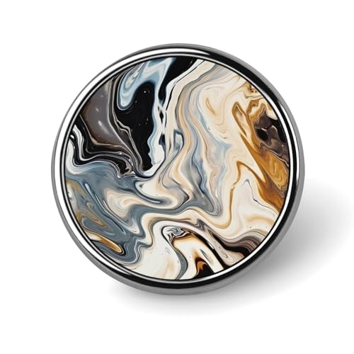 Aluminium Alloy Round Badge Brooch Pins for Men Abstract Marble Ink Texture Brooches Elegant Pin for Women Fashion Button Badges Brooch Badge for Hats Jackets Shirts