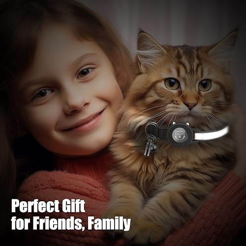 Airtag Katzenhalsband Gross Wasserdichter Halsbänder,Reflektierendes integriertes Halsband Katze mit Elastic Band,Katzenhalsband mit Sicherheitsverschluss Kompatibel mit Apple Airtag Kätzchen Welpen