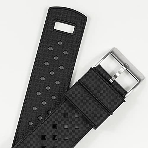 Image of 21mm Black - BARTON Tropical-Style Watch Bands - Quick Release - Choose Strap Color & Width