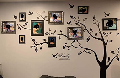 Large Black Photo Frame Tree Wall Decal - DIY Vinyl Wall Sticker Mural Decal Art Décor for Your Home (Running to Left)