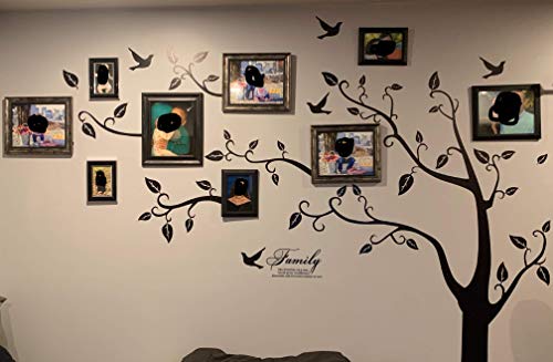 zhiyu&art decor Large Family Tree Wall Decal, DIY Black Photo Frame Wall Decor Sticker Mural Decal Art Décor for Living Room Home Decor(Black Tree)