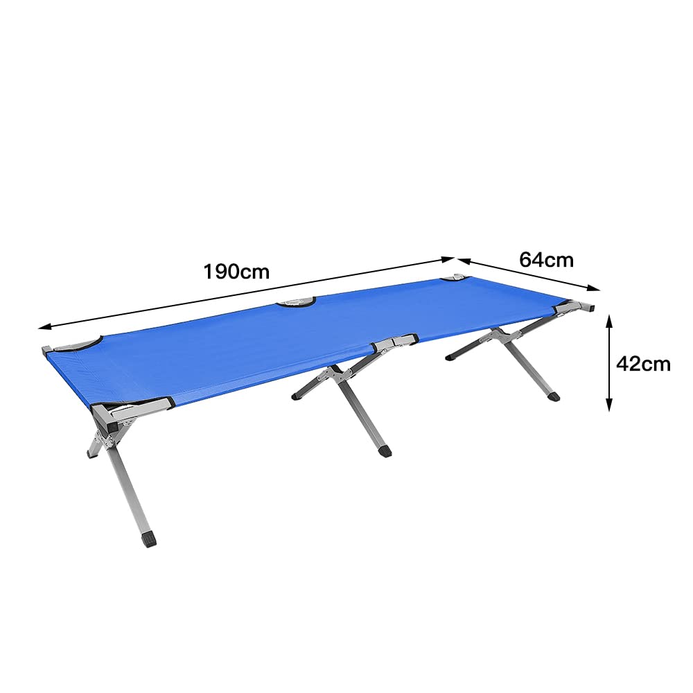 Klappbett (190 x 64 x 42 cm), Belastbar Bis 200 kg, Feldbett klappbar aus Stahlrohr und 600D Oxford-Gewebe, XL Feldbett mit Transporttasche für Camping, Garten, Büro und Reisen (Blau)