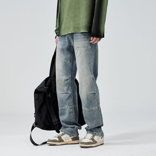 Jeans Pants Trousers Denim Spring and Autumn Men's Loose Classic High Street Retro Casual Wide Leg Style4