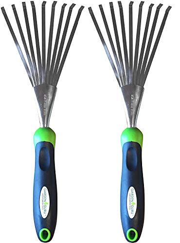 Garden Guru Stainless Steel Hand Rake Soil Tiller with Ergonomic