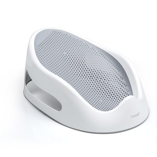 Crystals Baby Bath Support Seat Grey Soft Touch Non-Slip Newborn Bath Tub Insert Ergonomic Design for Safe & Comfortable Bathing Lightweight Easy Clean 06 Months