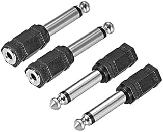 sourcing map 6.35mm Male Mono to 3.5mm Female Connector Audio Video Adapter Coupler 4Pcs
