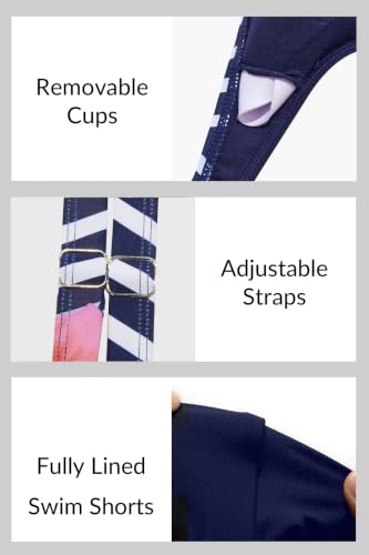 Image of Yonique Blouson Tankini Swimsuits for Women 2 Piece Bathing Suits Tops with Boyshorts Modest Loose Fit Swimwear