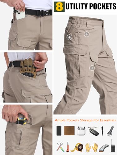 NAVEKULL Cotton Work Cargo Pants Stretch Lightweight Tactical Military Hiking Outdoor Pants with 8 Pockets2