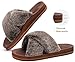 COFACE Womens Fuzzy Slippers Fashion Open Toe Cross Band Slide Slipper Ladies Arch Support Fluff Faux Fur Sandals with Soft Yoga Mat Footbed for Plantar Fasciitis Indoor Outdoor Coffee Brown Size 7