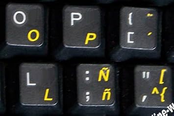 Spanish Latin American Keyboard Stickers Transparent Background Yellow Letters for Any Laptop Computer PC Desktop Notebook