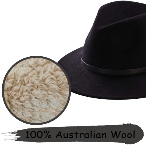Womens Fedora Hats 100% Wool Wide Brim Felt Panama Sun Hats Vintage Trilby Cap With Buckle #TOP1