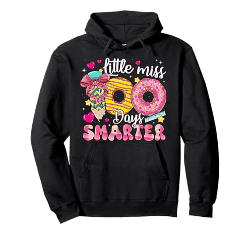 Little Miss 100 Days Smarter Donut 100th Day Of School Girl Pullover Hoodie