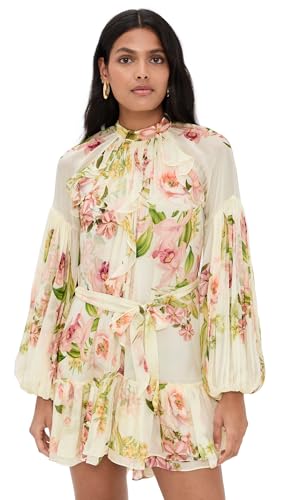 Women's Ruffle Mini Dress with Tie Up Belt