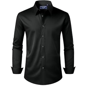 Alimens & Gentle Men’s Dress Shirt Regular Fit Stretch Stain Shield Long Sleeve Solid Business Wedding Button Down Shirts