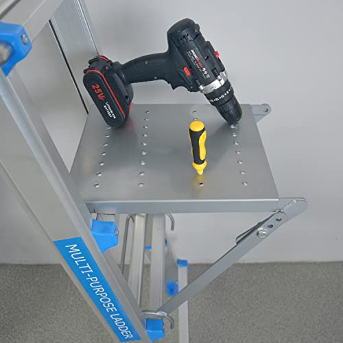 Lusheer Ladder Work Platform System, 3 Adjustments, Anti-Slip Heavy Duty Step Ladder Work Stand Accessories, Place Drills, Hammers, Paint #TOP4