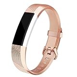 AK for Fitbit Alta HR Bands, Newest Fitbit Alta HR Bands Replacement Wristband Straps with Secure Metal Buckle for Fitbit Alta HR/Fitbit Alta (Light rose gold, Small)