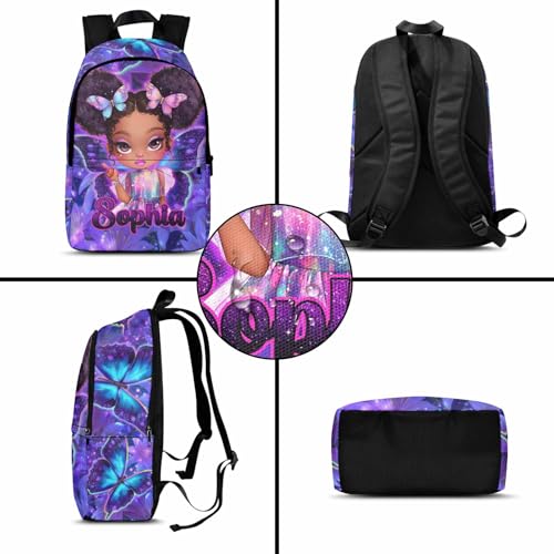 Image of Back to School Gifts Custom Backpack for Girls Personalized Toddler Backpack Purple Butterfly Customized Backpacks Little Girl Kindergarten Elementary Preschool Bookbag Girls Travel Picnic