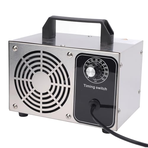 Luocute Ozonizador, Generador de O3 de Acero Inoxidable con Temporizador de 60 Minutos para Eliminación de Olores en el Hogar, Automóvil, Sótano y Oficina de 2500 a 4500 (Enchufe europeo de 60000 mg.)