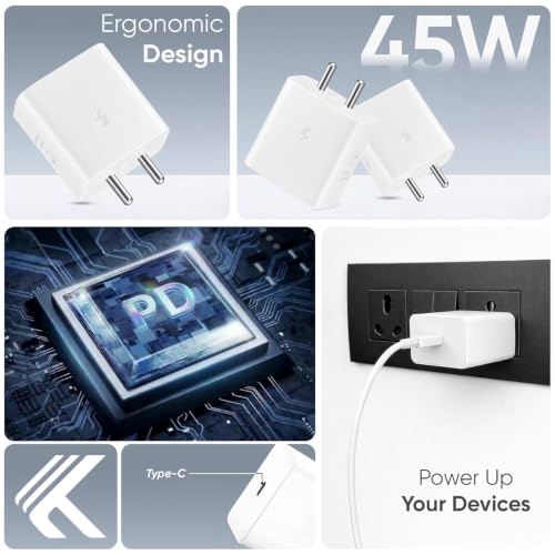 Image of 45W GaN Type C Super Fast Charger Compatible with Samsung Galaxy S /A /M /F /Z All Series,S26 /S25 /S24 /S23 /S22 /S21 /Fe /Plus /Ultra /Z Fold /Z Flip & Other Device,Original BIS Certified Charger