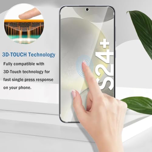 Image of Uyiton Tempered Glass Screen Protector for Samsung Galaxy S24 Plus (Pack of 2) | 9H Hardness | HD Clear | Anti-Scratch | Fingerprint Unlock Support | Bubble-Free | Case Friendly | Easy Install Kit