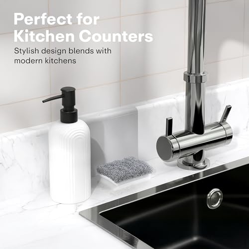 Image of Rioware Ceramic Soap Dispenser Hand Wash Bottles for Basin | Multipurpose Refillable for Liquid Shampoo, Kitchen, Bathroom, and Household Use | 300Ml, Pack of 1 - Solid White