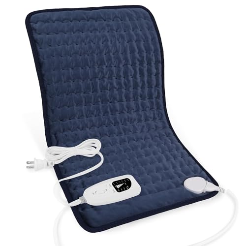 Image of Deepsoon Heating Pad,Electric Heating Pads for Back,Neck,Moist Heating Pad for Abdomen Shoulder Knee Legs,Dry/Moist Heat&Auto Shut Off,Mother's Day Birthday for Men and Women,Navy Blue,24x12 Inch