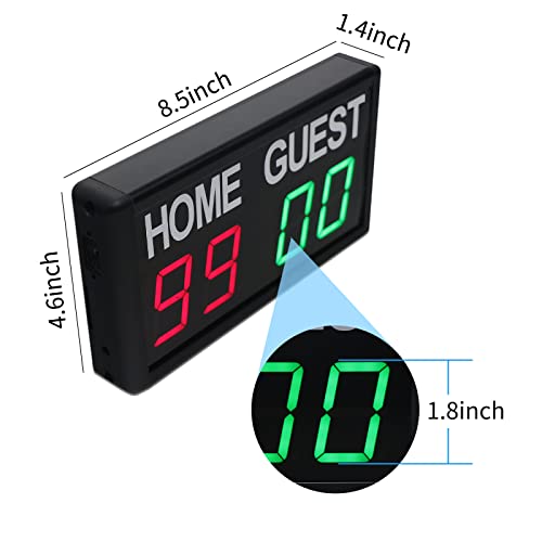 Gan Xin Electronic Scoreboard,Digital Scoreboard With Remote,Portable Led Tabletop Scoreboard For Indoor Games Volleyball/Basketball/Football/Ping Pong/Badminton,Scores 1-99, Score Keeper (Red+Green) #TOP1