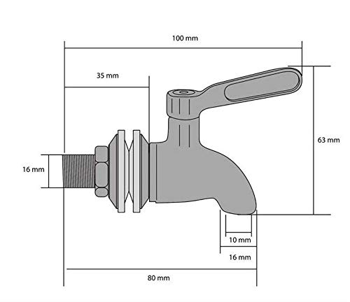 Mary´s Kitchen tools Edelstahlzapfhahn für Getränkespender | | Zapfhahn | Ersatzzapfhahn | 304 Edelstahl | Drehzapfhahn | Bierhahn | 16mm