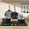 DUMOS 25 Pcs Pots and Pans Set, Nonstick Kitchen Cookware Set, Induction Cooking Sets with Stay-Cool Handles, Deep Black #1