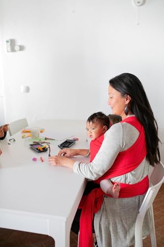 Baby Wrap - Baby Carrier by CuddleBug | 9 Colors | 4-in-1: Soft Carrier - Baby Sling - Postpartum Belt - Nursing Cover | Great Baby Shower Gift (Red)