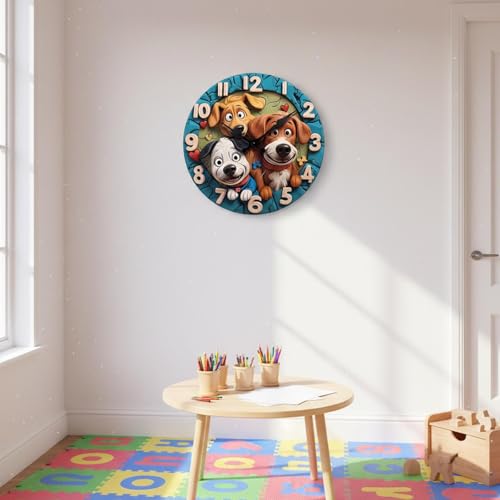 Horloge murale salon au motif chiot mignon pour une ambiance de bureau apaisante
