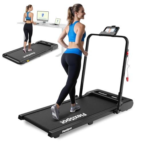 FlexiSpot Laufband Klappbar Walking Pad, Jogging Pad Plus – 1-10 km/h, LED-Display, Kabellose Fernbedienung, rutschfest & Gedämpft, Mit Schmiermitteln, Für Zuhause und Büro, Max. Tragfähigkeit 140 kg