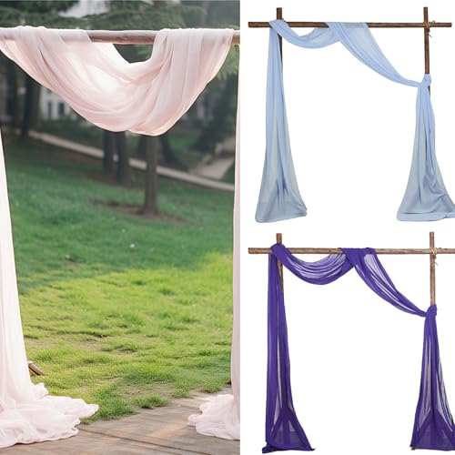 Arche de mariage voilage drapé blanc pour cérémonie extérieure et décor de fête - 3