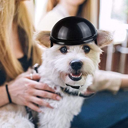Lepidi Hundehelm für Hunde, Schwarz Plastik Haustier Einstellbare Helm, Welpen Katze Hut Helme mit Entlüftung, Coole Motorrad Hundehelm für Katzen, Kleine, Mittelgroße Hunde Radfahren Outdoor