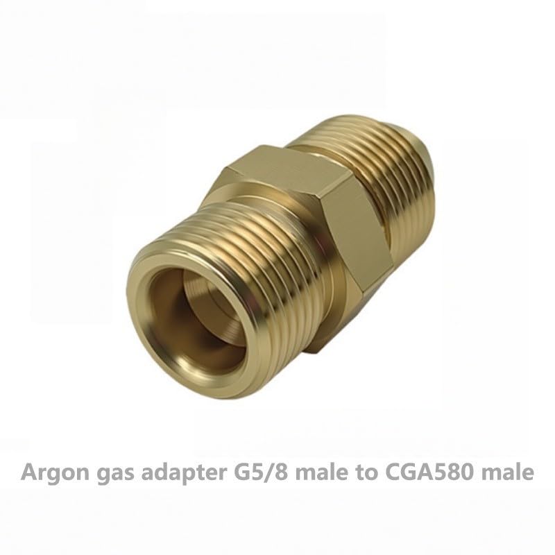 CGA580 per G5/8 Adattatore regolatore gas in ottone bombole Argon, 55 x 24 mm, costruzione in rame