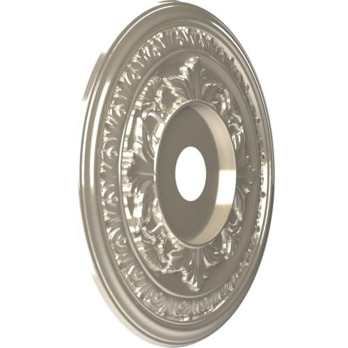 Image of Ekena Millwork CMP22BABCR Baltimore Thermoformed PVC Ceiling Medallion (Fits Canopies up to 7 3 /4 inch), 22 inchOD x 3 1 /2 inchID x 1 inchP, Bright Coat Chrome