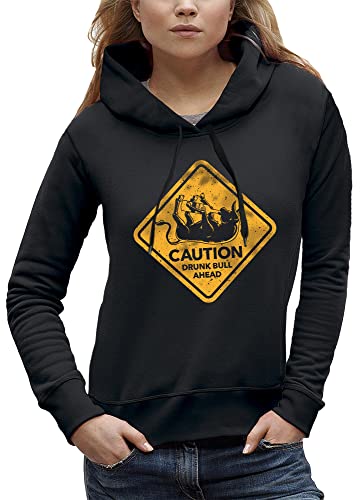 Sweat à capuche caution drunk bull style décontracté femme