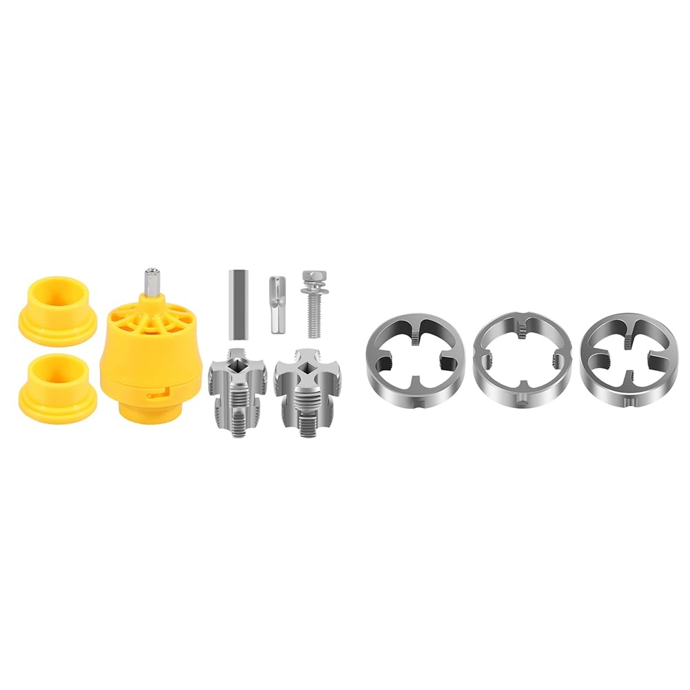 Ijsdnvjndx As Shown 8Pcs Pvc Pipe Thread Maker Electric Drill Plastic Tap Die Dies 1/2 Inch 3/4 Inch 1 Inch Plumbing Threader Tool