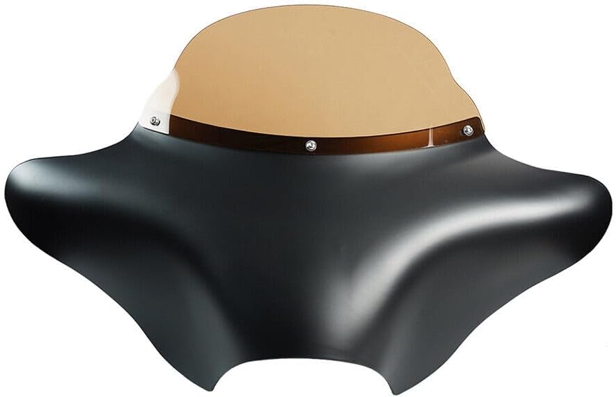 Motorcycle Front Outer Batwing Fairing For Harley Touring Road King Softail Dyna Honda Valkyrie Shadow Sukuzi Boulevard Yamaha V-Star (Matte Black W/Smoke Windshield)