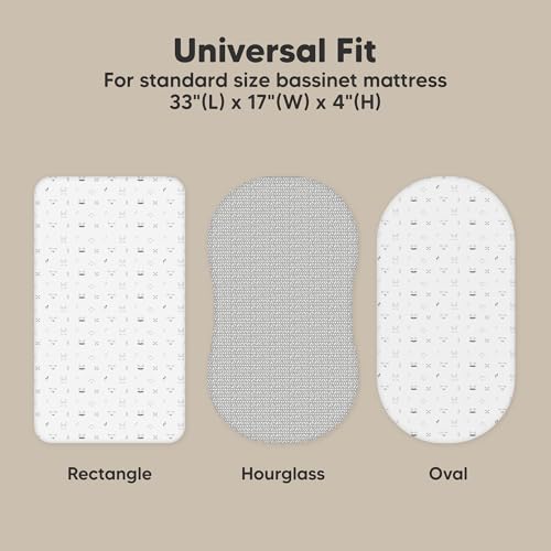 Image of 2-Pack Organic Bassinet Sheets for Girls, Boys - 100% Cotton Bassinet Mattress Sheets Compatible with Halo Bassinest Swivel Sleeper, Graco, Baby Delight, Chicco, Unisex Fitted Bassinet Sheets (Nordic)