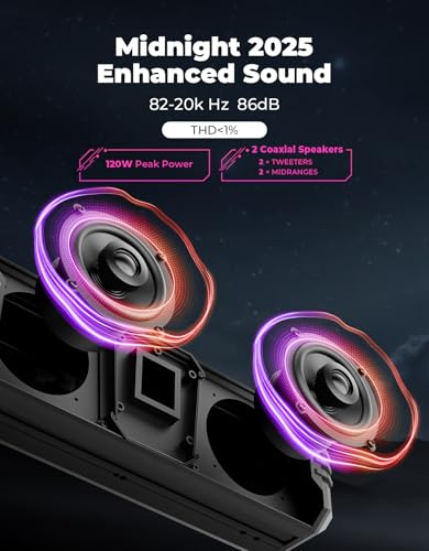 Image of KEKEMIMOTO 2025 Midnight 40 16-inch UTV Sound Bar, IP65 Water-Resistant | Golf Cart Sound Bar, ATV Speaker Bluetooth with RGB, SxS Soundbar Compatible with Polaris RZR Can-Am, Fits / 1-2 in Roll Bar