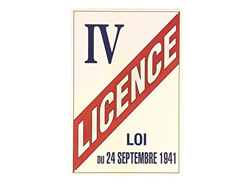 FÉENOMENN Plaque Métal Déco Vintage - Licence IV - Autorisation Débit de Boisson et Alcool - Licence 4 (20x30cm)