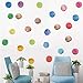 Cytteroa Sticker Muraux Points, 12 Pièces Décoration Murale(58 Pois de Couleur), Autocollant Muraux à Pois,Stickers Muraux à Pois, Aquarelle Sticker Mural Pois Pour Chambre d'enfant,Chambre à Coucherl