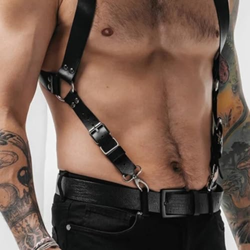 BDSMAGE Harness Leder Hosenträger Herren Gay Sissy Dessous Männer Reizwäsche für sex Fetisch Harness (B)