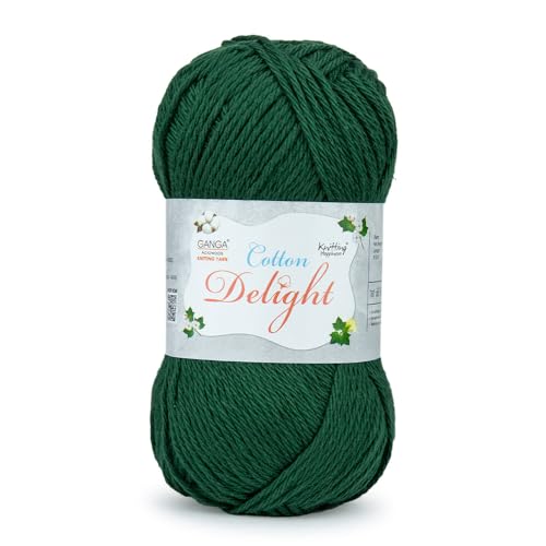 Image of Ganga Acrowools Cotton Delight, Dk Weight Cotton Yarn, Oekotex Class L Certified 100G, 169M (A Zucchini)