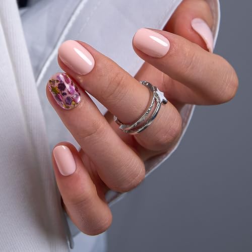 Image of CurvLife Press On Nails Extra Short - Soft Gel Oval Fake Nails, Reusable Glue On Nail Kit with Adhesive Tabs, Natural Fit & Salon-Quality for Women & Girls (Dream Spark)